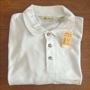 Eddie Bauer White Polo Shirt - size Large Tall